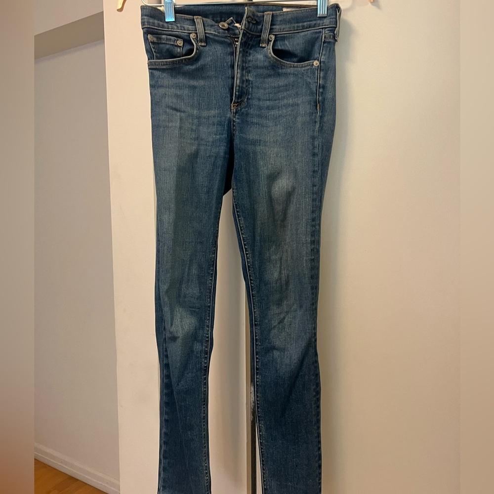Rag & Bone Blue Skinny Jeans with Subtle Fading